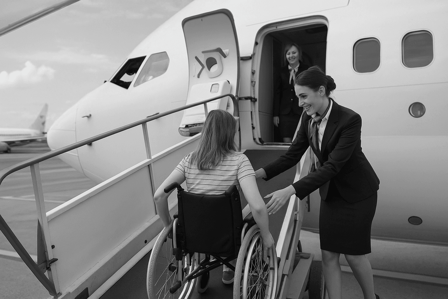 Accessibility enhancements for passengers with disabilities at the airport.